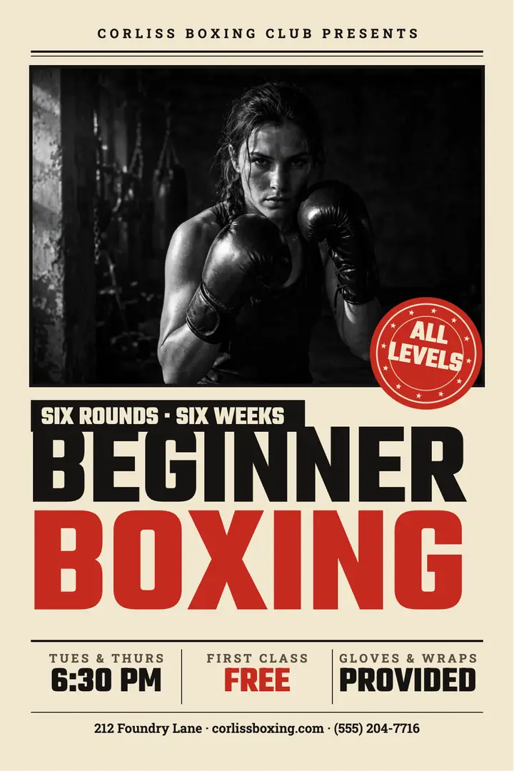 Fight night bill boxing class poster template