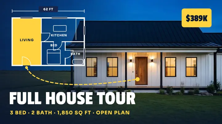 Floor plan overlay house tour thumbnail template