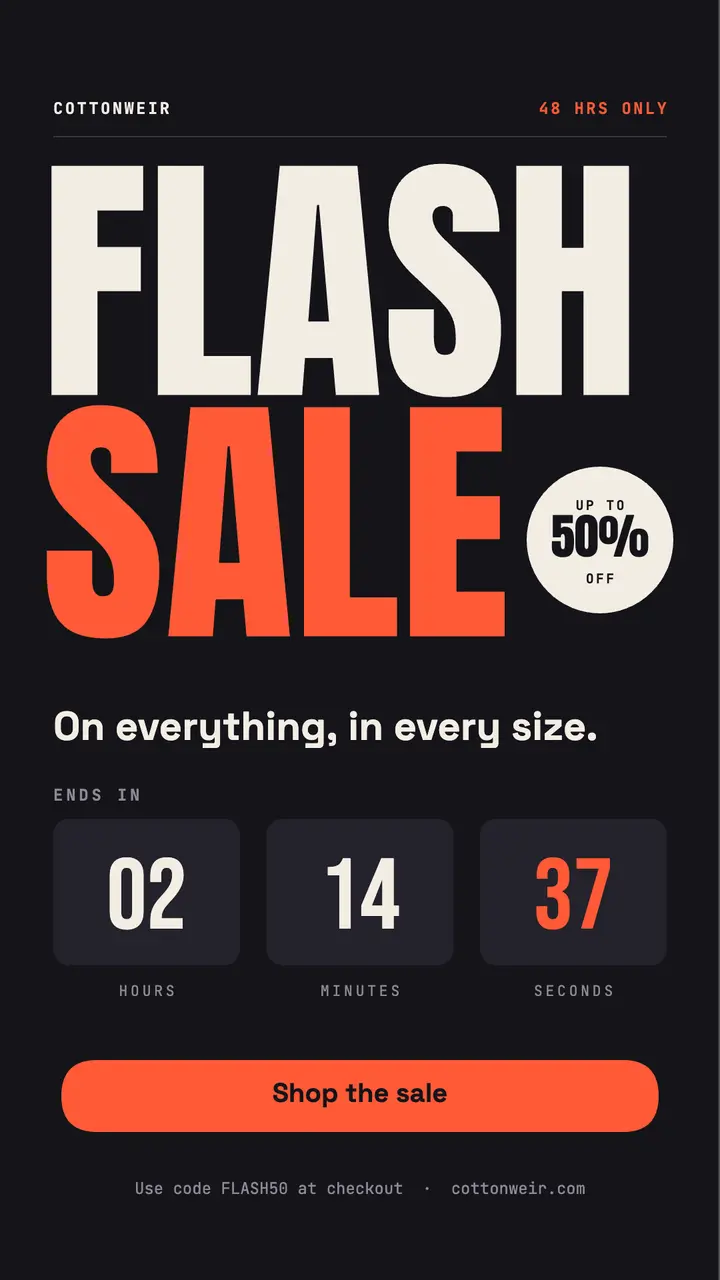 Flash sale countdown template
