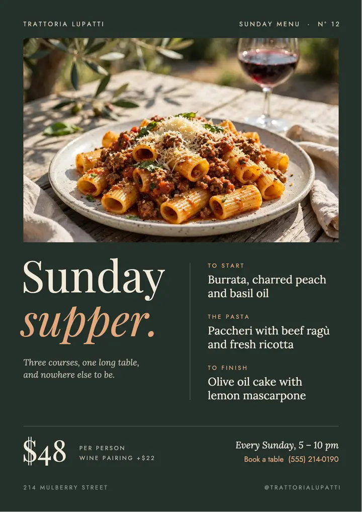 Sunday supper template