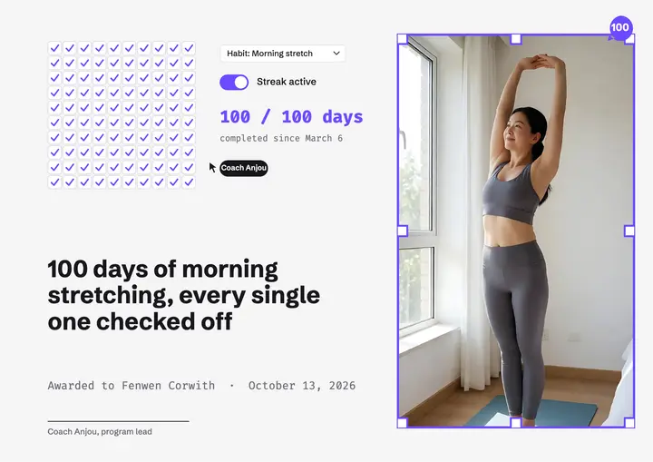 Hundred day stretch streak certificate template