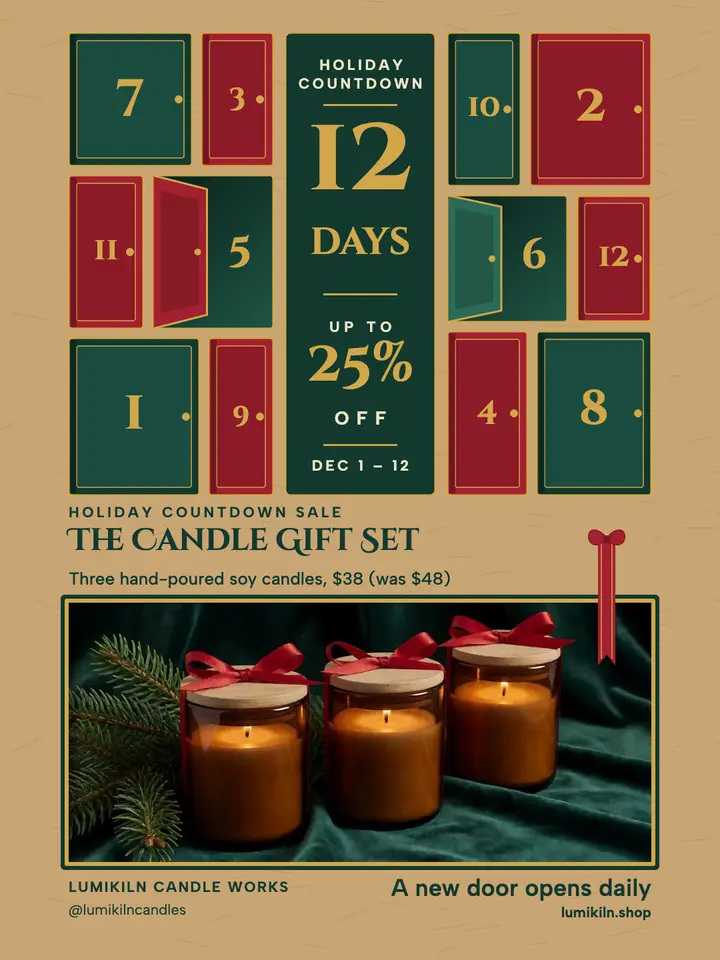 Candle maker 12-day holiday countdown advent calendar template
