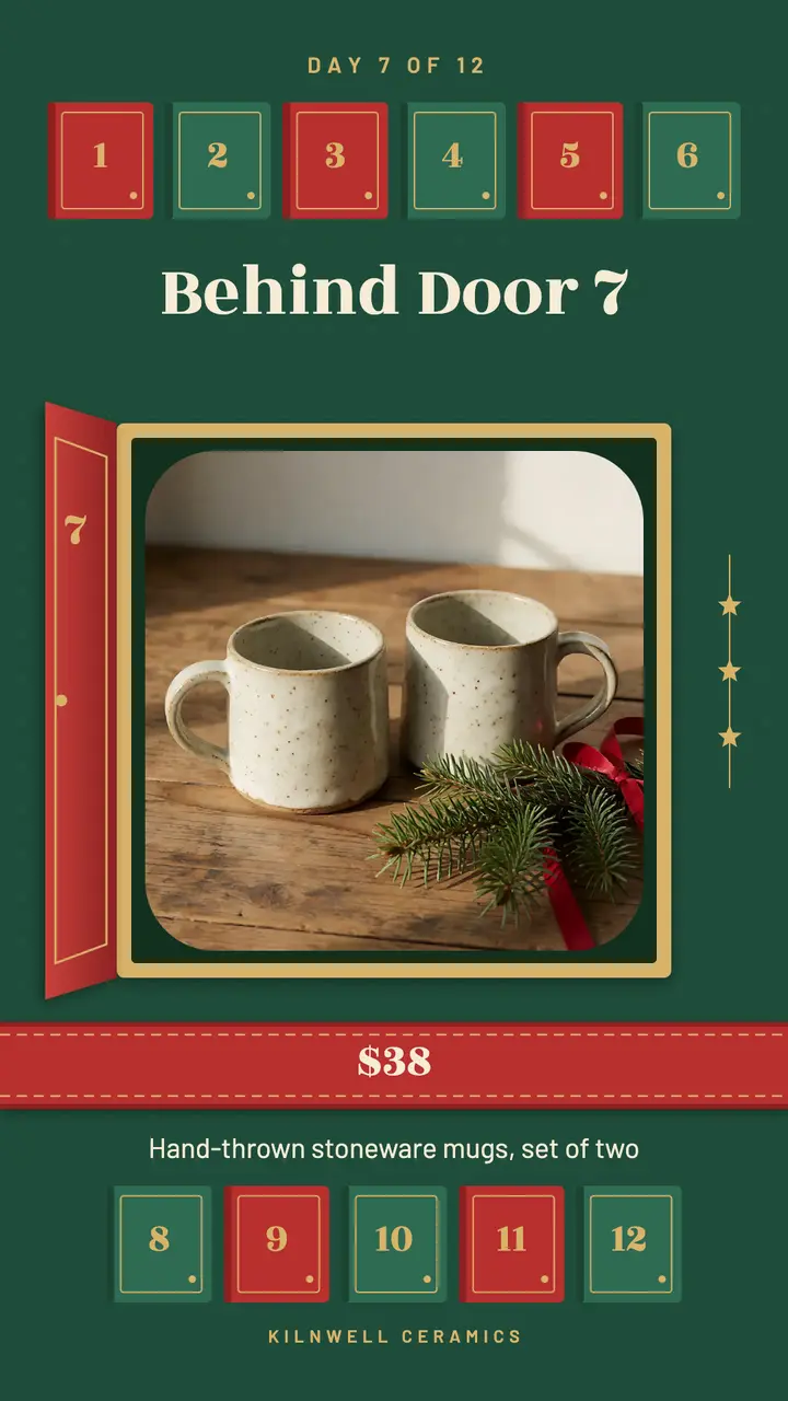 Kilnwell Ceramics 12-day gift countdown story: advent countdown story template