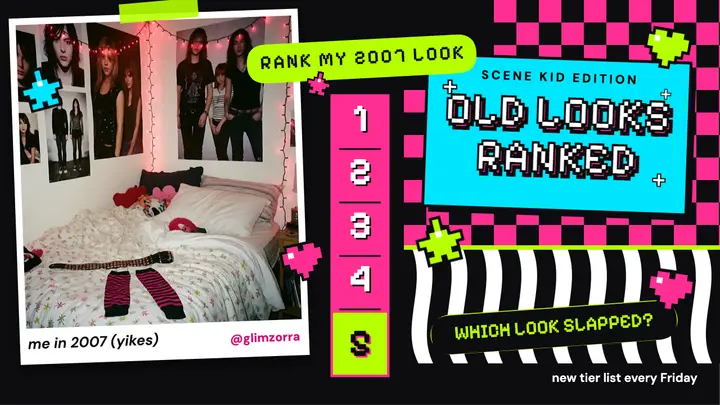 Rank my 2007 look YouTube thumbnail, scene kid template