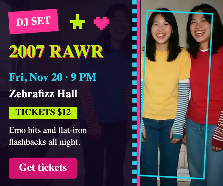 Rawr 2007 throwback dance party ad: throwback party ad template