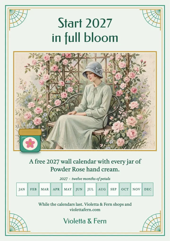 Violetta and Fern 2027 calendar offer flyer template
