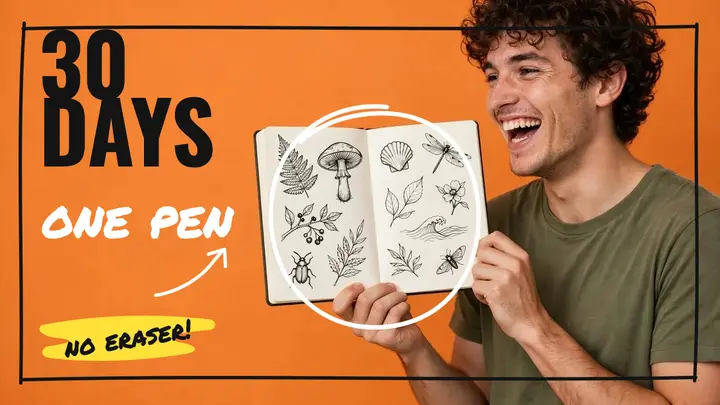 30 days one pen sketchbook thumbnail template