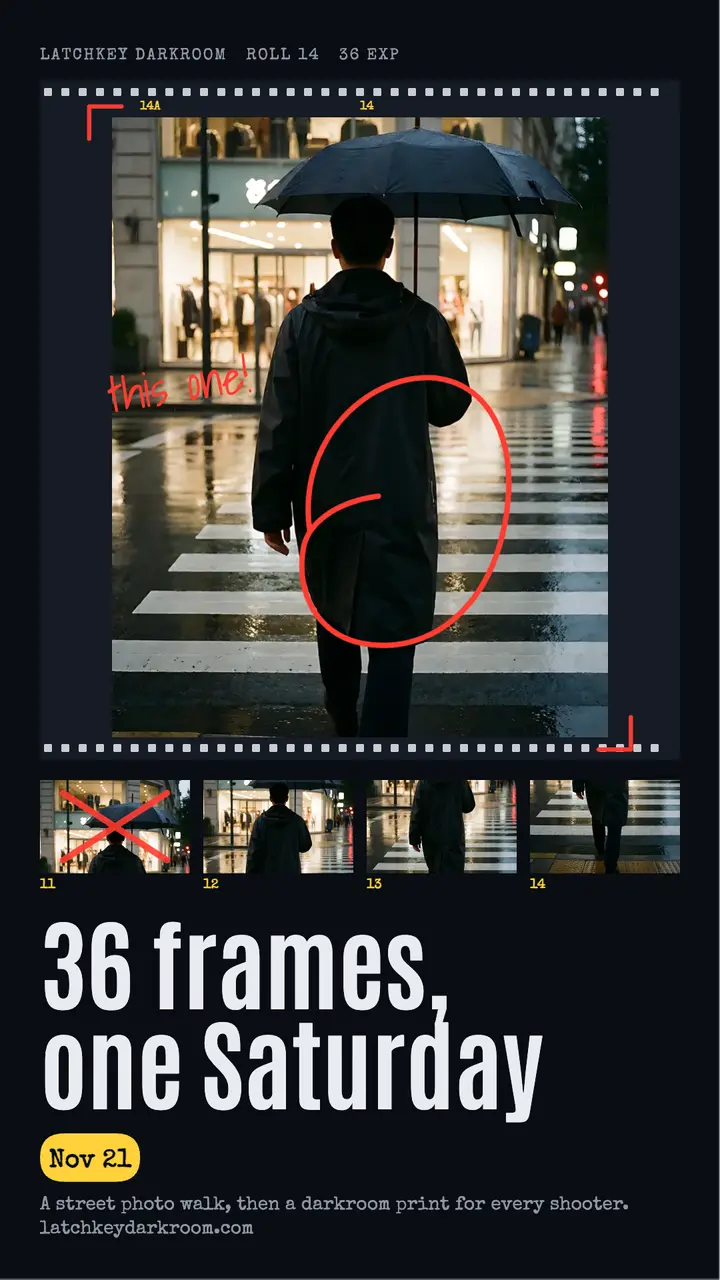 Film photo walk story, contact sheet template