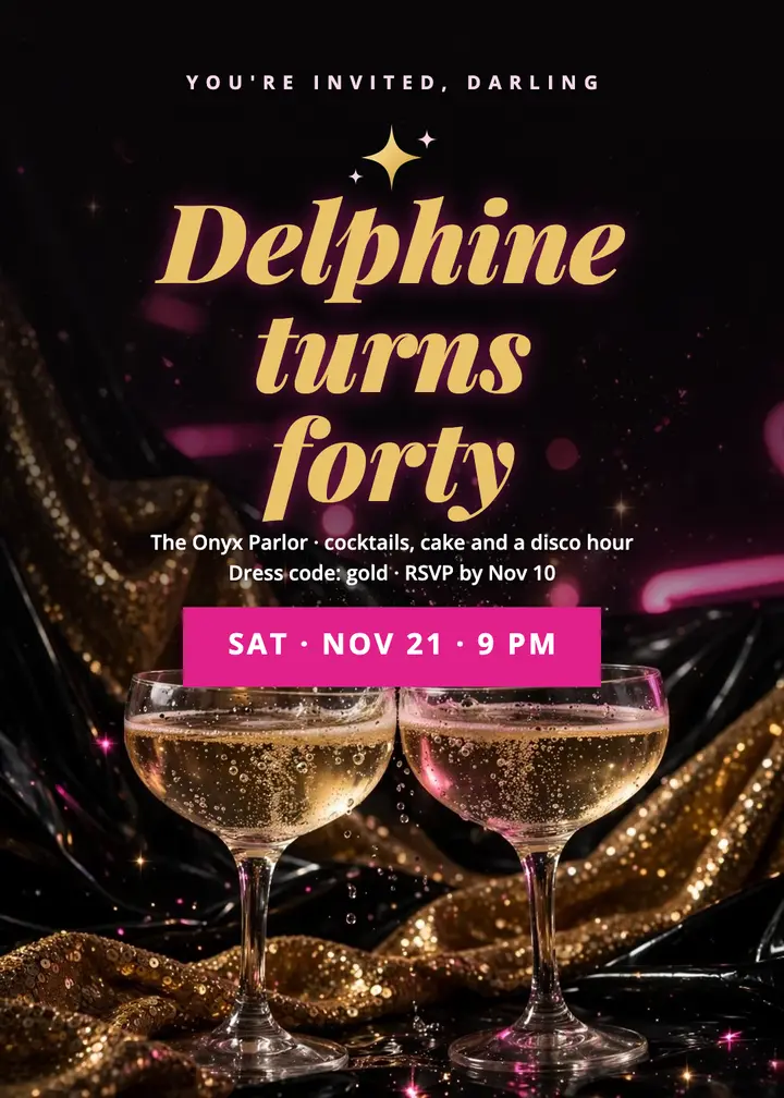 Delphine's 40th invitation template