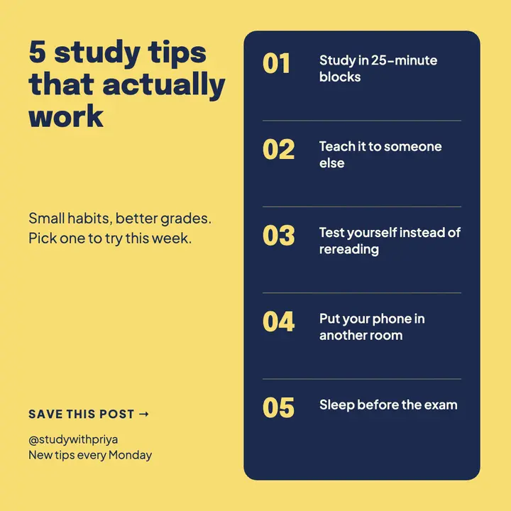 5 study tips list post template