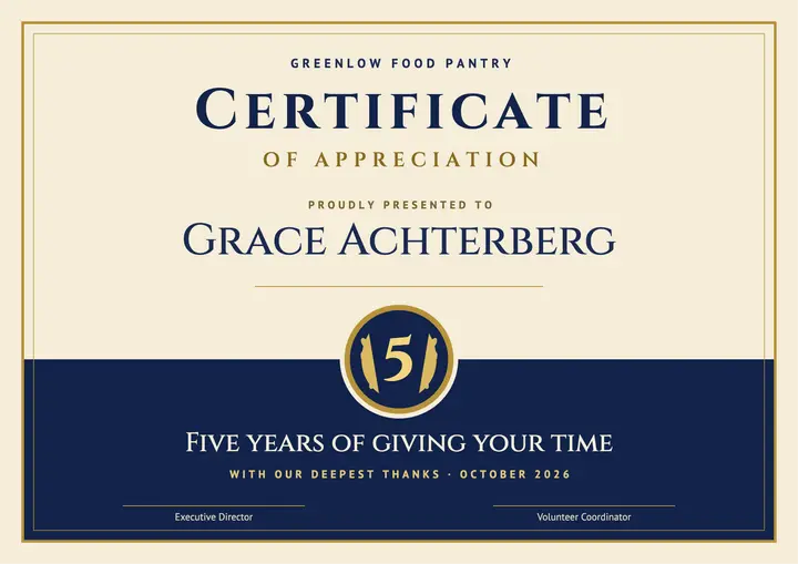 5 years volunteering certificate template
