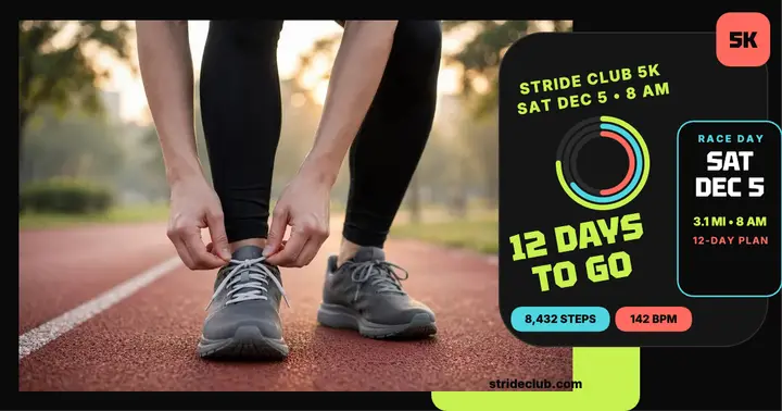 Stride Club 5K countdown watch post template