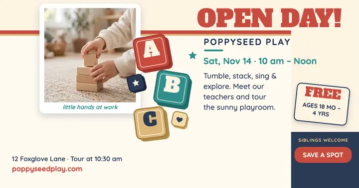 Poppyseed Play open day with ABC blocks template