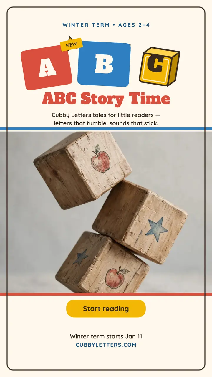 Cubby Letters ABC story time promo template