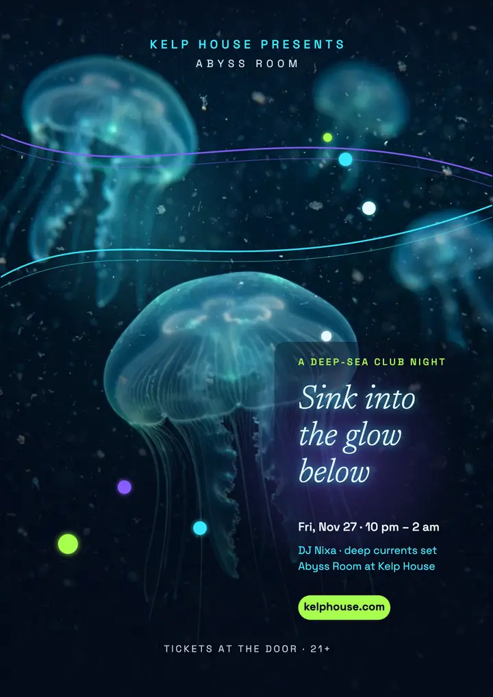 Abyss glow jellyfish club flyer template