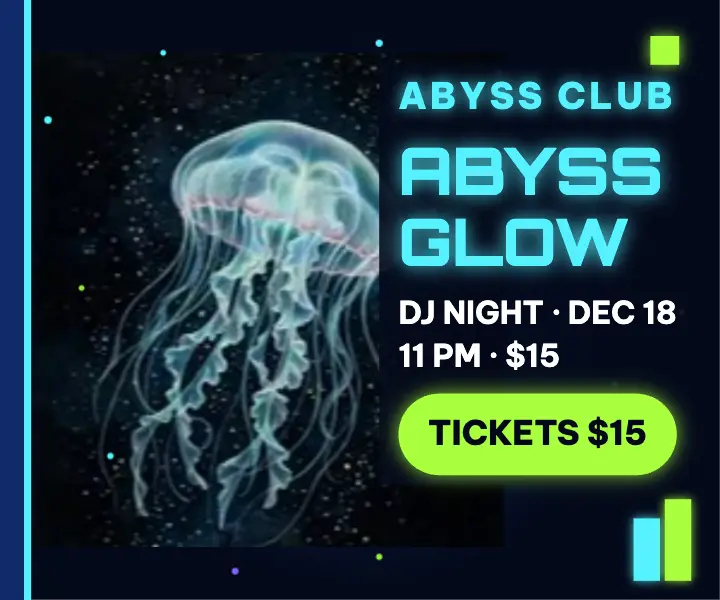 Abyss Glow deep-sea DJ night ad template