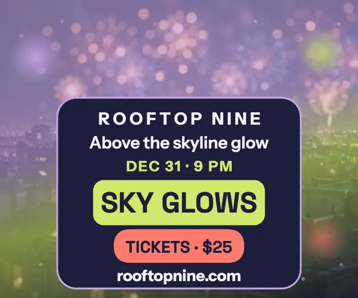 Rooftop Nine New Year party ad template
