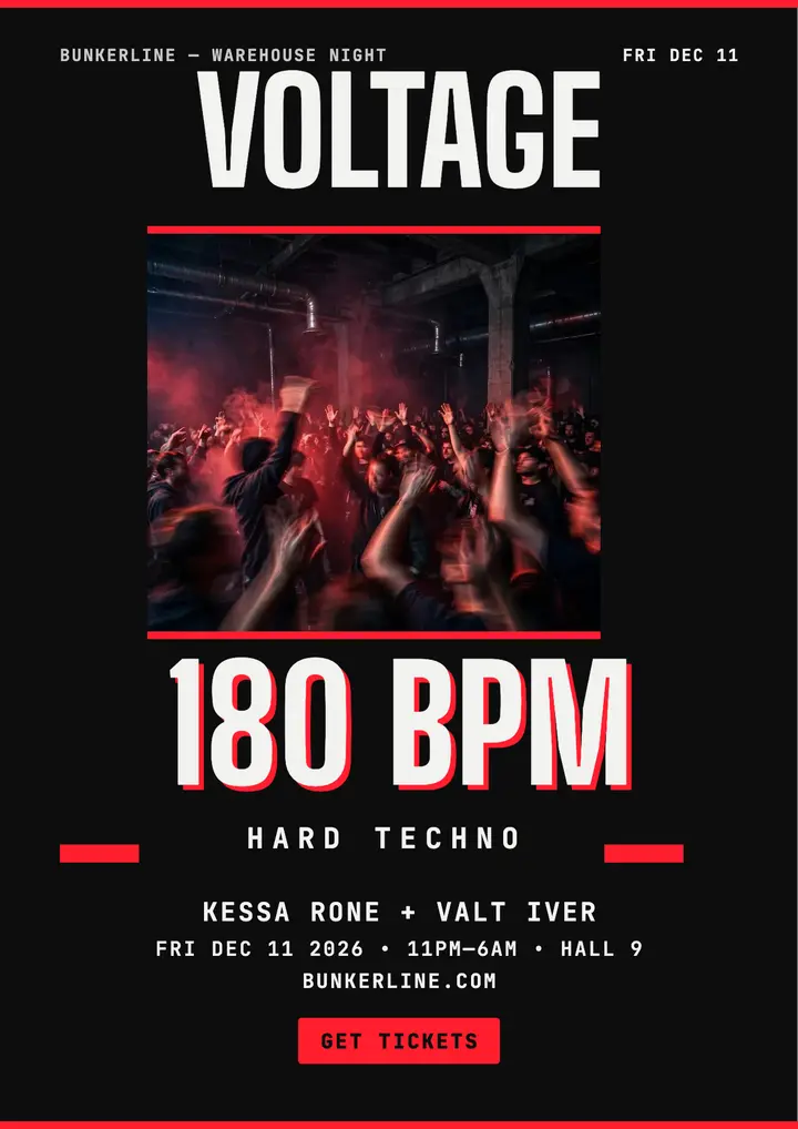 Bunkerline voltage warehouse night flyer template