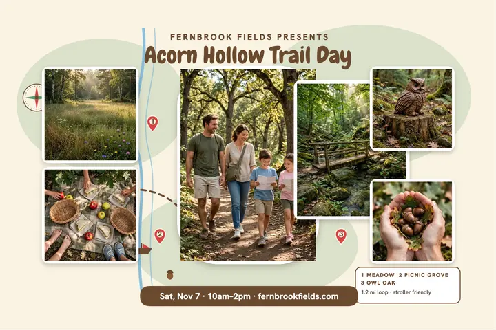 Acorn Hollow Trail Day map postcard: trail day postcard template