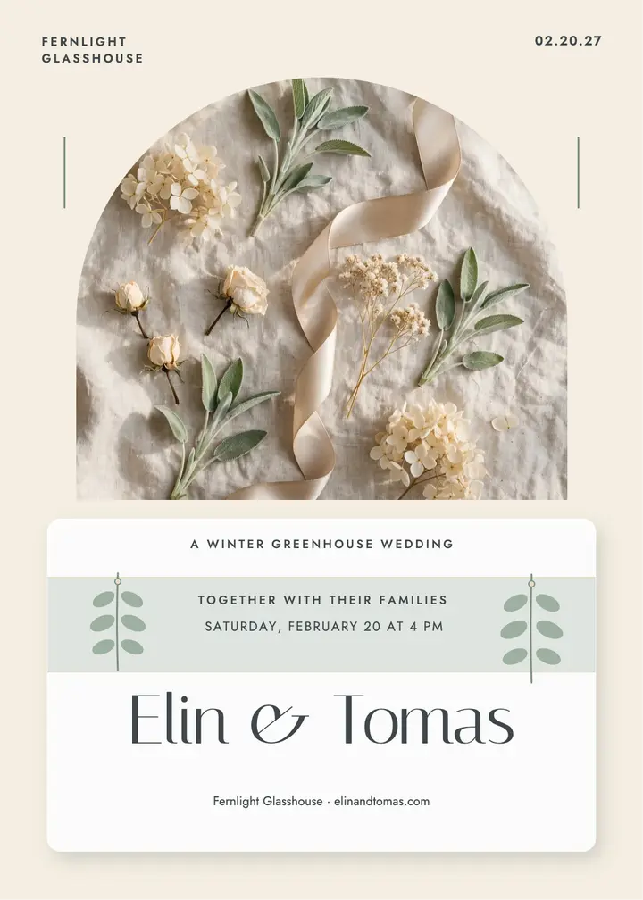 Elin and Tomas greenhouse acrylic invitation template