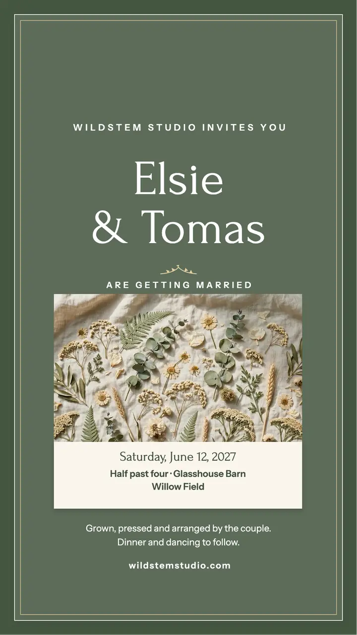 Elsie and Tomas pressed flower acrylic invite template