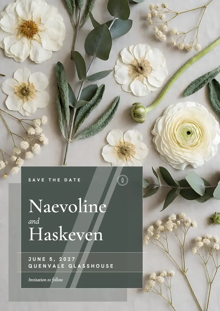 Naevoline and Haskeven acrylic save the date template
