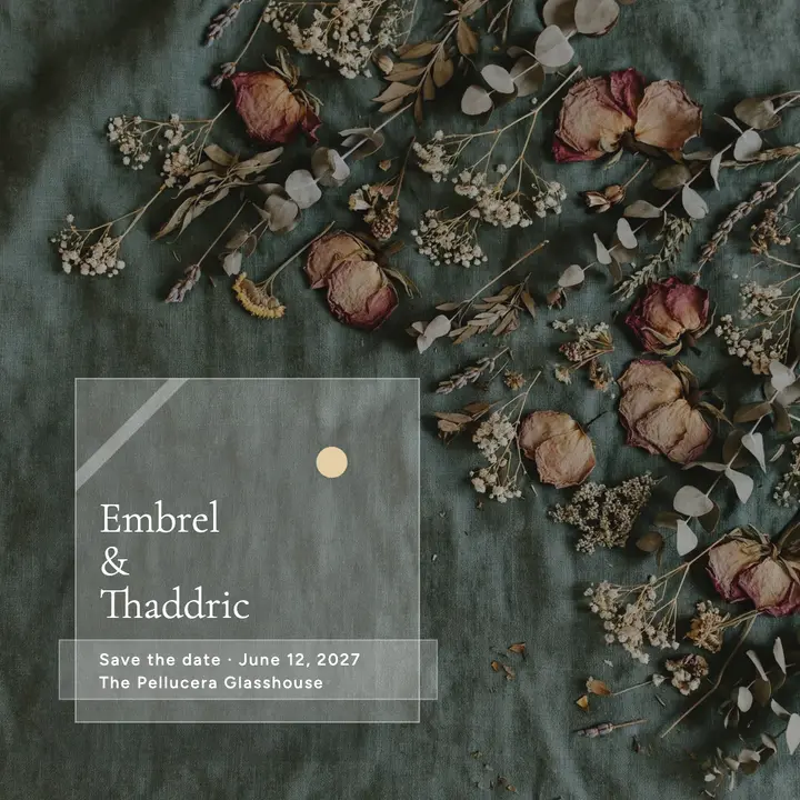 Embrel and Thaddric save the date, acrylic and vellum: wedding save the date post template