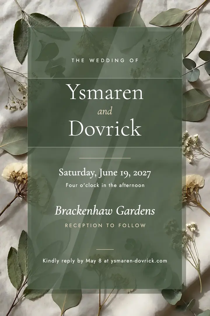 Ysmaren and Dovrick acrylic and vellum wedding invitation template