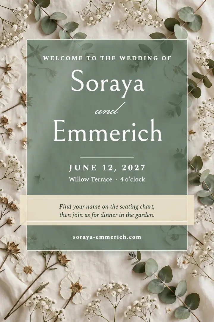 Soraya and Emmerich welcome sign template