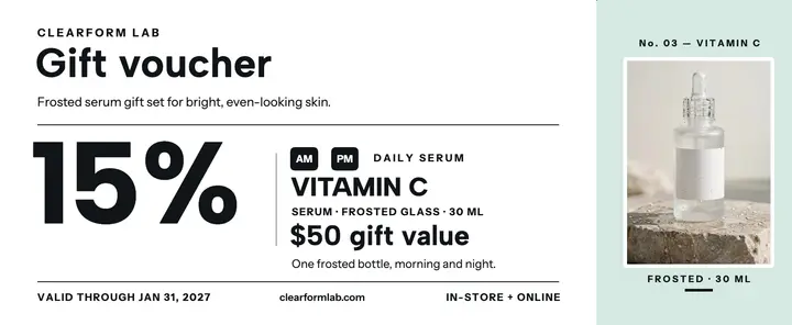 Clearform Lab vitamin C gift voucher template