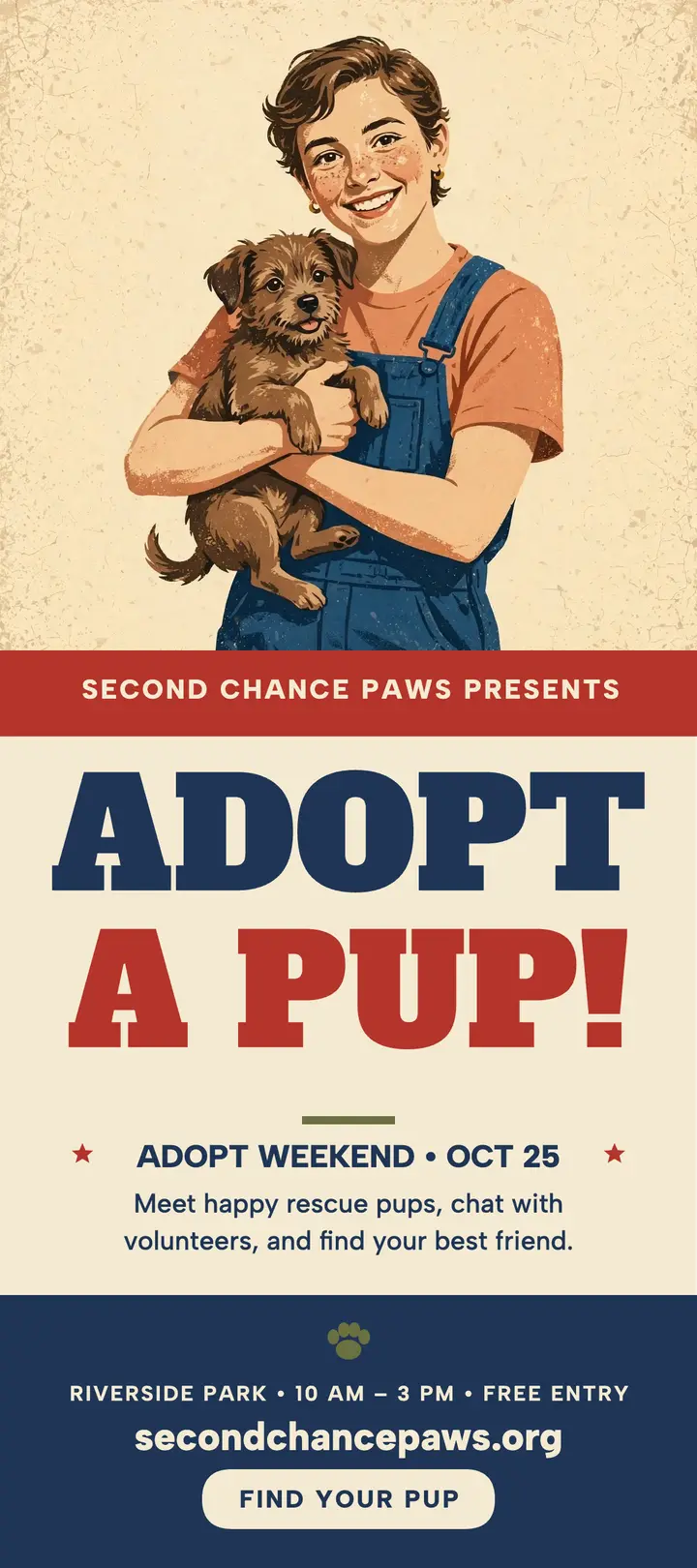 Second Chance Paws adopt a pup rack card template