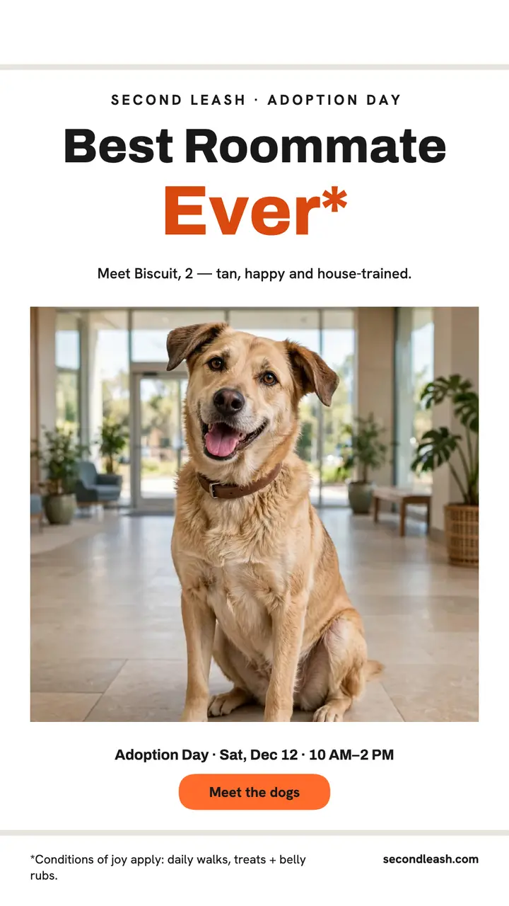 Second Leash adoption day story template