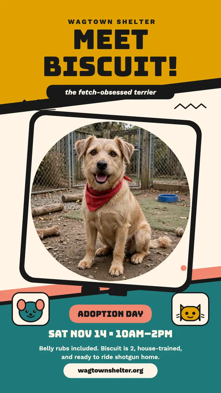 Wagtown Shelter adoption day cartoon story template