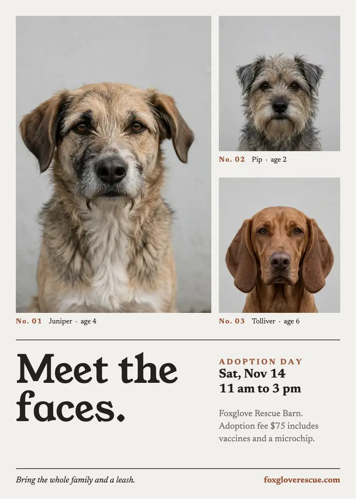 Foxglove Rescue adoption day invitation template