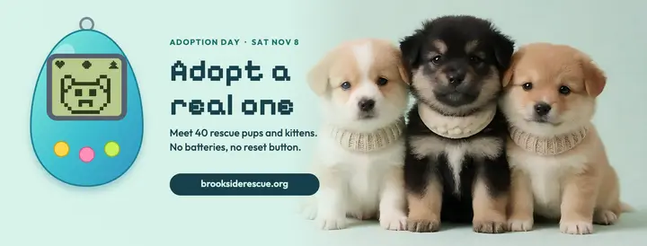 Brookside Rescue adoption day cover: pet adoption day facebook cover template