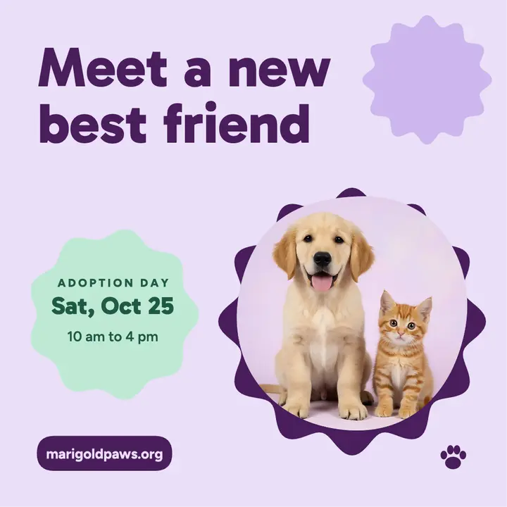 Marigold Paws adoption day post template