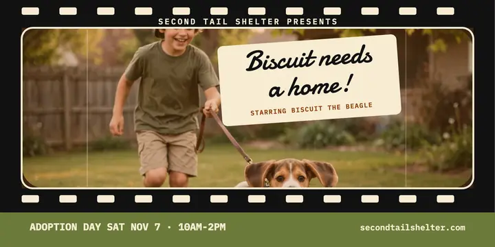 Second Tail Shelter adoption day Super 8 post template