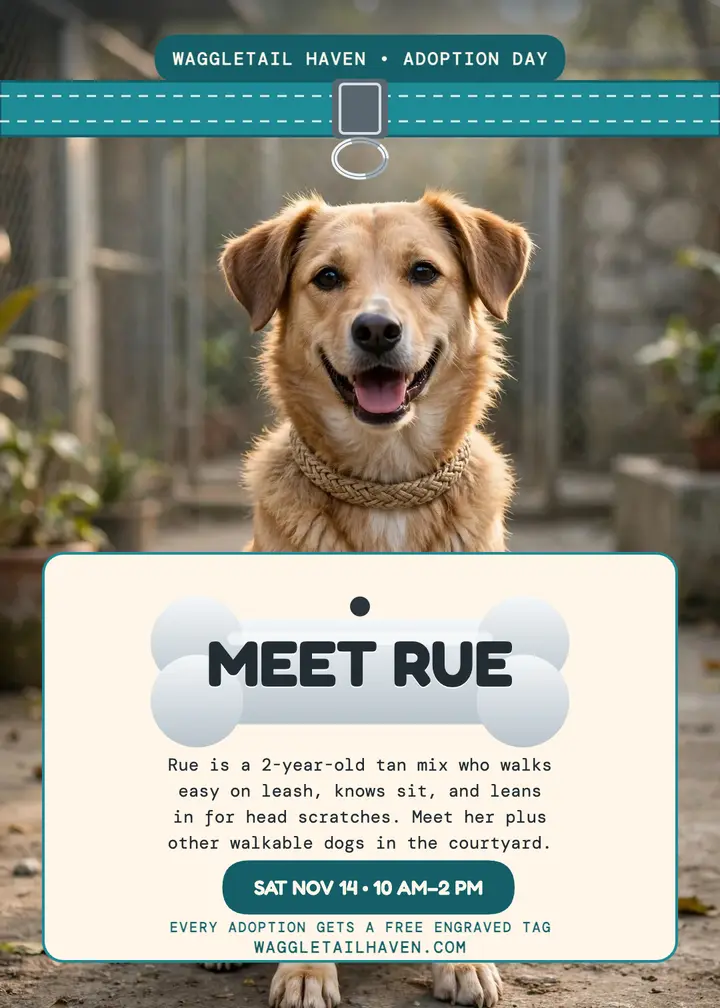Adoption day tag invitation, shelter dog template