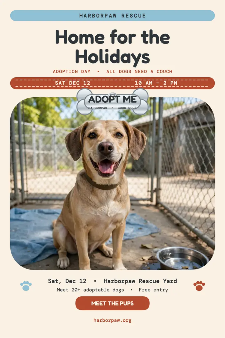 Harborpaw adoption day tag poster: adoption day poster template