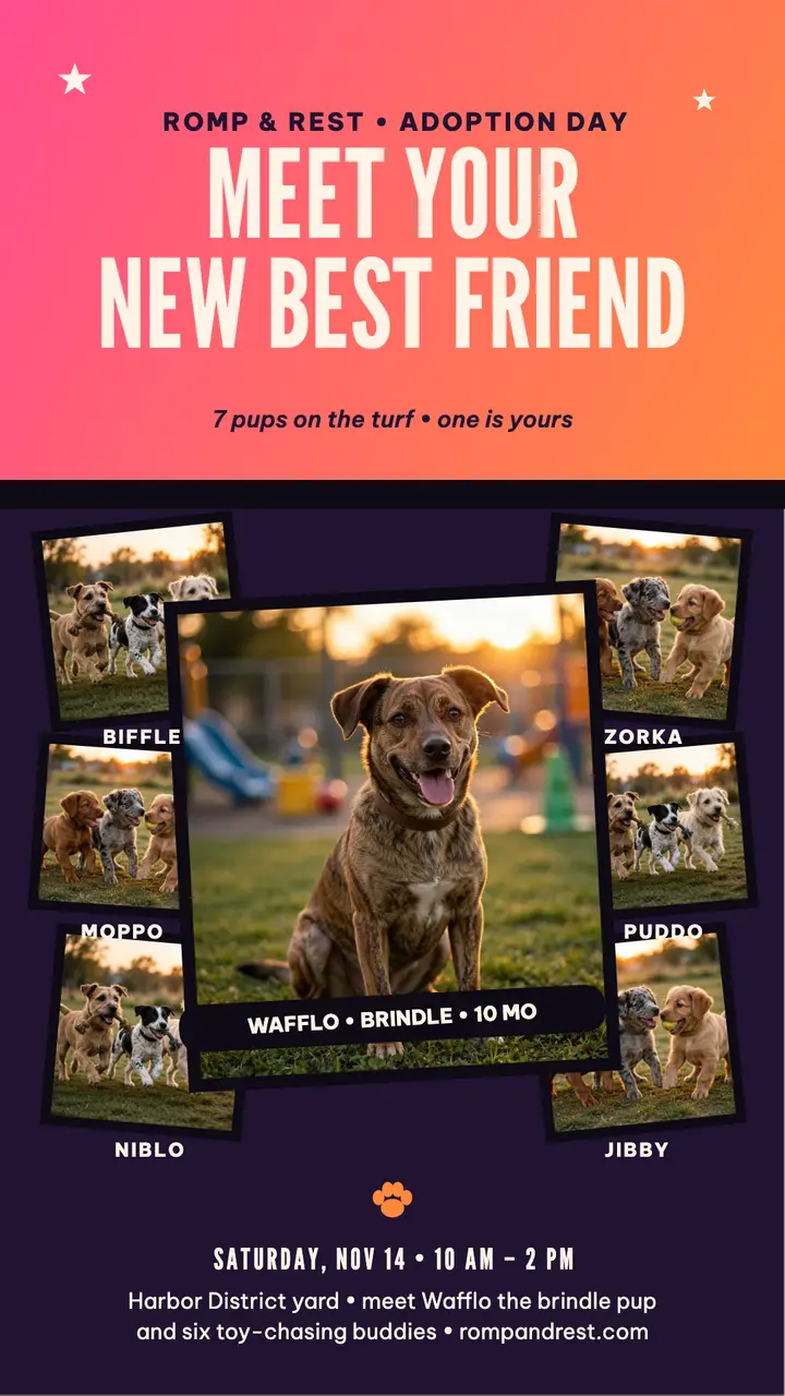 Romp and Rest adoption day tilted story template
