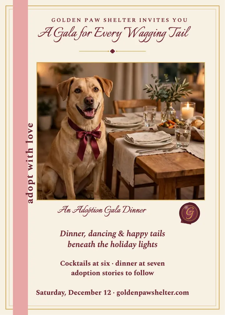 Golden Paw adoption gala wax seal invitation template