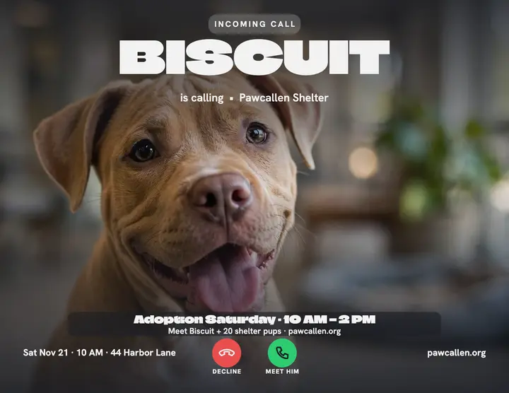 Biscuit is calling adoption flyer template