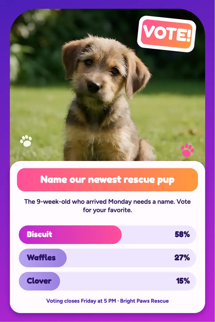 Bright Paws name our pup poll template
