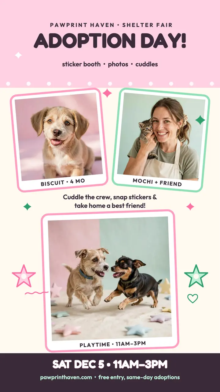 Pawprint Haven adoption day sticker story template