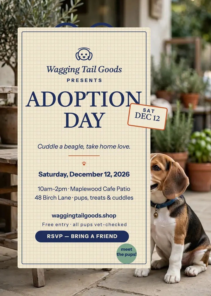 Wagging Tail adoption tote invitation template