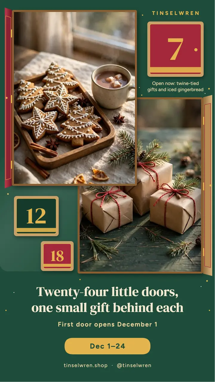 Tinselwren advent calendar launch story template