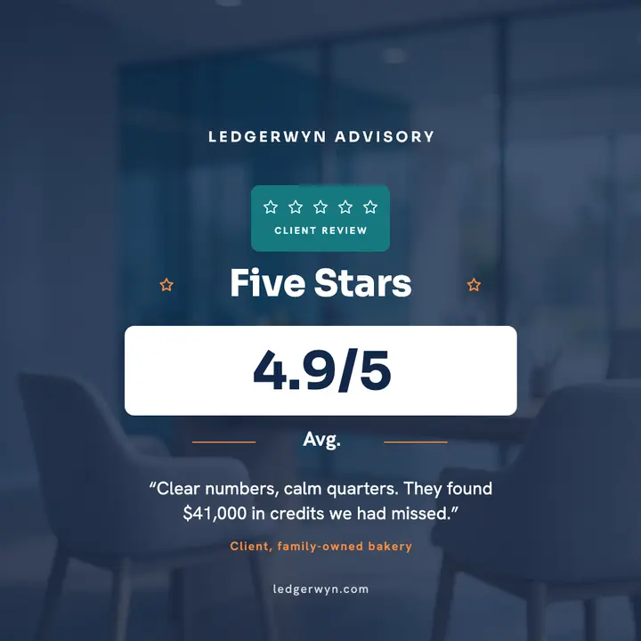 Ledgerwyn Advisory five star review post template