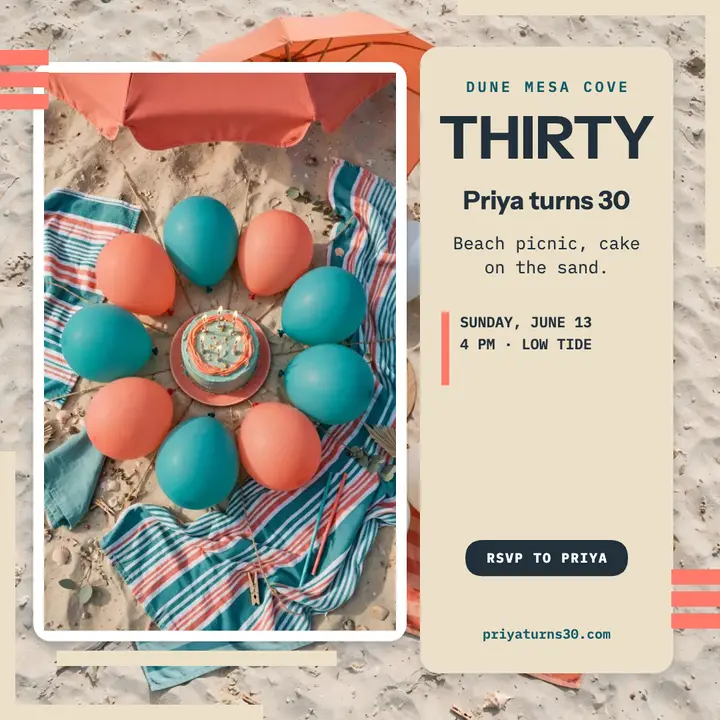 Priya's thirty beach picnic aerial post template