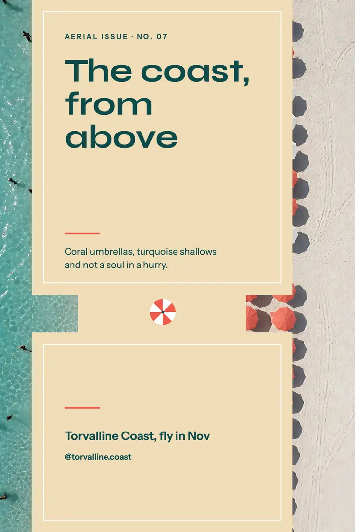 Torvalline Coast aerial beach travel poster template