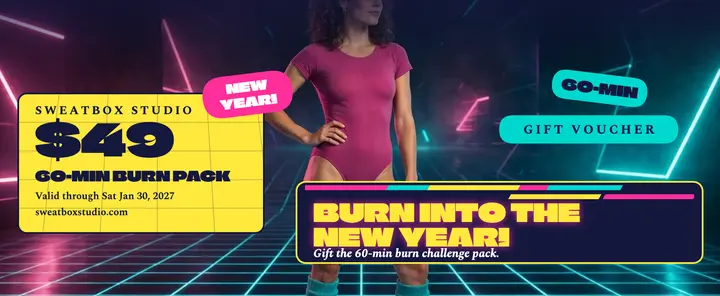 Sweatbox Studio New Year burn pack voucher template